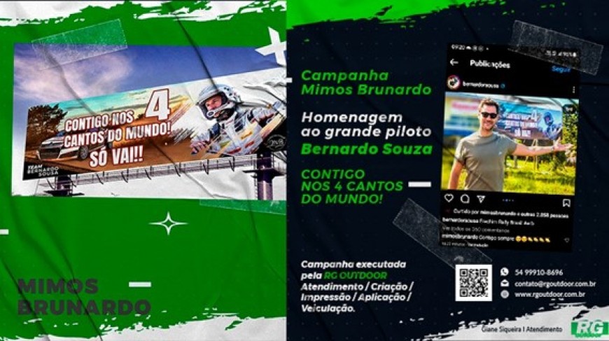 Homenagem em Outdoor para Piloto de Rally